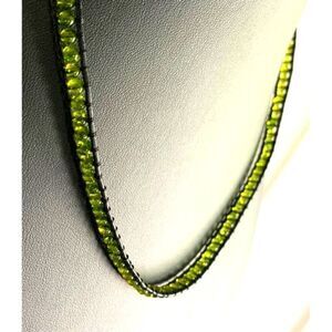Handmade Macrame rope Yellowish-Green beaded Necklace, Unmarked
